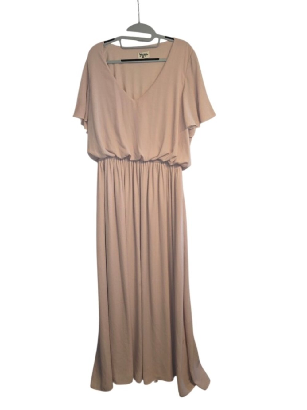 Show Me Your MuMu Michelle Flutter Maxi Dress Plus Size 3x Pale Pink Dusty Blush